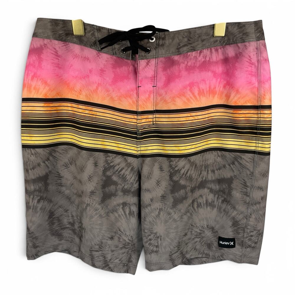 Hurley Weekender 20" Board Shorts Pink Sunset Tie Dye Swim Trunks 32 (34)